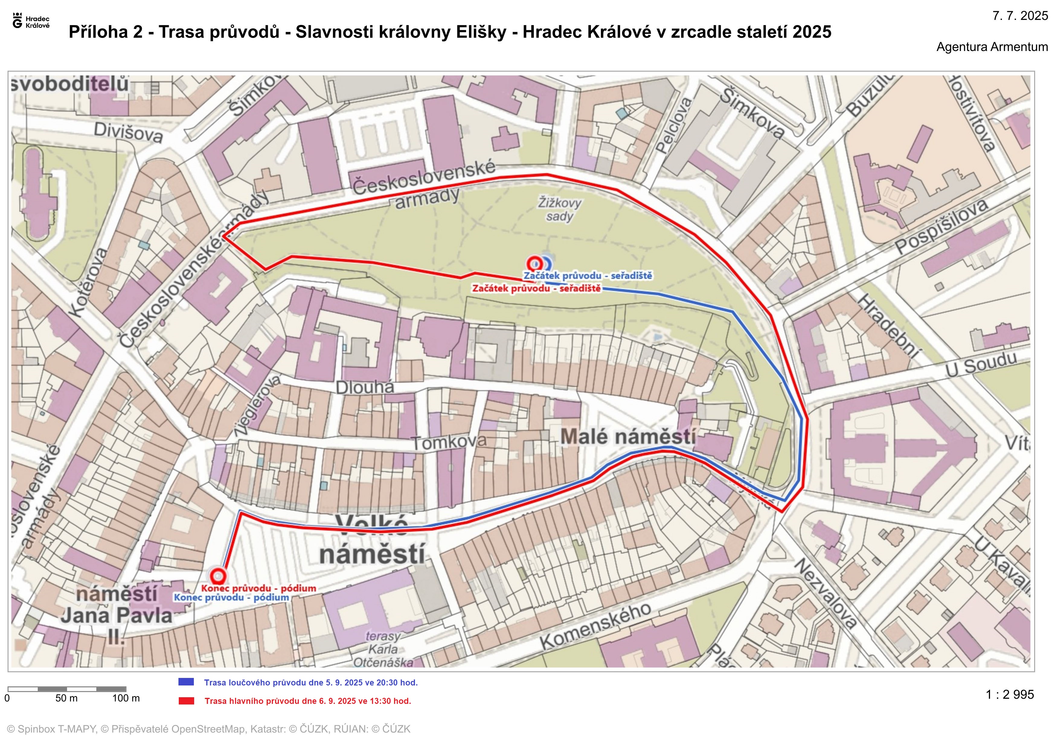 Trasy průvodů Eliška 2025
